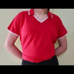 🌙Vintage Inspired Red and White Top!
